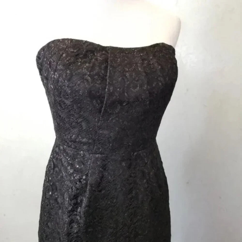 J.Crew Black Strapless Tinsel Cocktail Dress women's size 2 (I24)